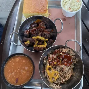 Pulled pork and chopped brisket