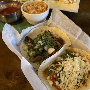 Asada steak taco and chicken Tinga