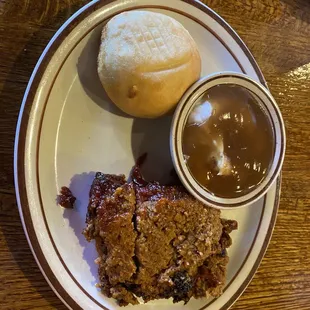 Lunch size meatloaf special. Deep fried biscuits.