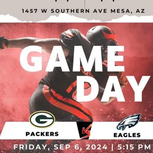 Come join us for the first NFL game on Friday 9/6/24 since 1970, we have specials.