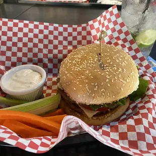 Happy Hour $7 Double Cheeseburger with veggies