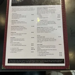 menu