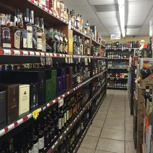 shelves of liquor in a liquor store