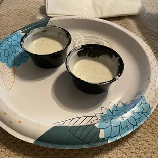 2 blue cheese dressing that are basically empty but charged $2.00