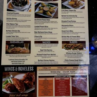 Menu, Whiskey Wings, Oldsmar, Tampa