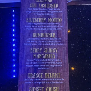 Drink menu