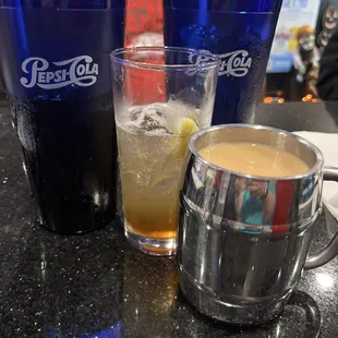 Biggest drinks ever with refills!!!! Coffee was great!  Long island iced tea was made excellent! Thanks