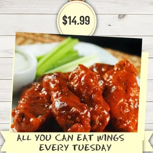 AYCE Wings every Tuesday for $14.99!