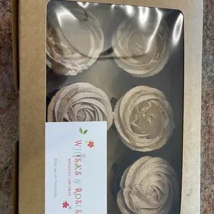 six cupcakes in a box