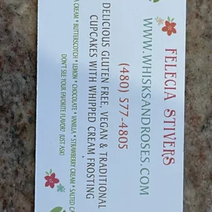 business card on granite surface