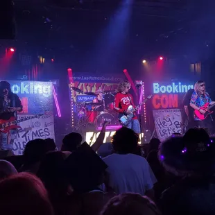 a band performing on stage