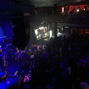 View of stage and dance floor from the balcony