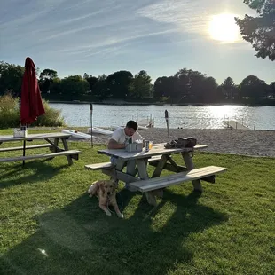 outdoor seating and view