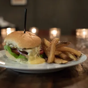 Brie Burger and Hand Cut Fries