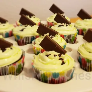 Mint chocolate cupcakes with a peppermint filling