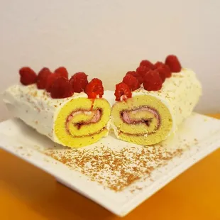 Raspberry Roll Cake