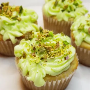 Eggless Pistachio cupcakes.