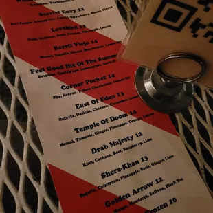 Drink menu