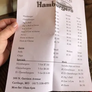 Photo of the menu