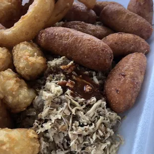 A little of the red peppery sauce I added to the smoke pork.