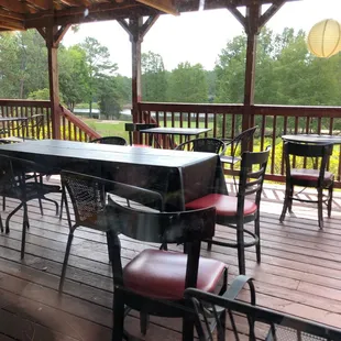 Patio with view of the lake