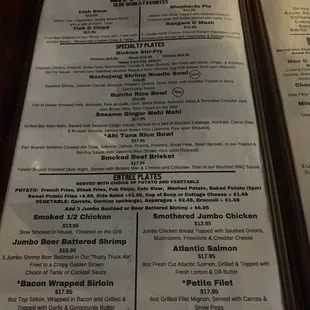the menu