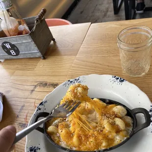 Definitely cheesy 3 Cheese Mac !