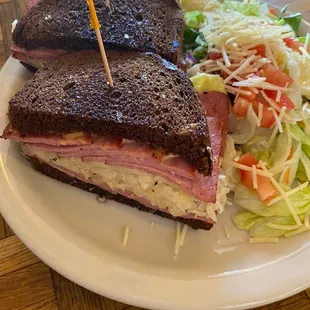 Rueben sandwich with side salad