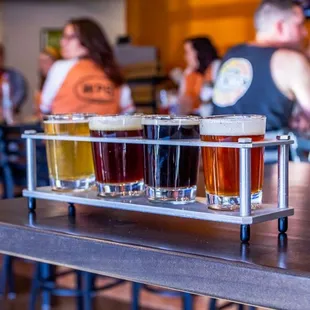 a flight of different beers