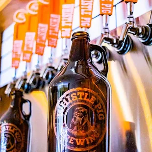 a row of growlers