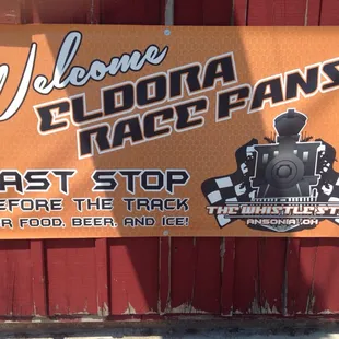 a sign for a race track