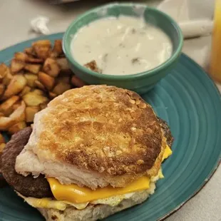 Sausage egg cheese biscuit