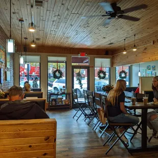 people sitting at tables