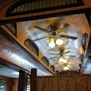 The ceiling of the train car that our diner is in