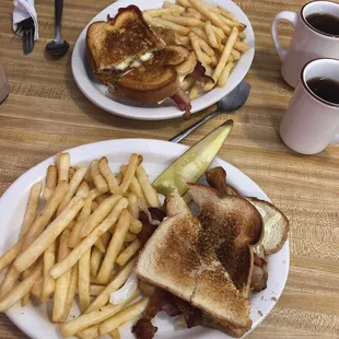two plates of food on a table