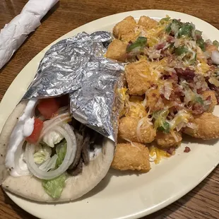 Gyro and loaded tots!