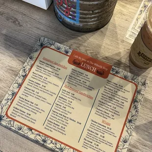 menu