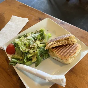 sensation salad + chicken crunch sandwich