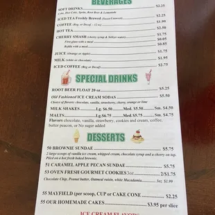 Beverages, Shakes and Desserts
