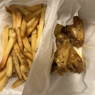 Garlic Parmesan wings and fries