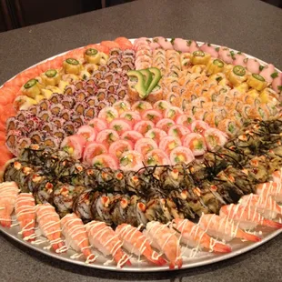 a platter of sushi