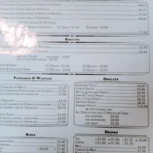 Breakfast menu 7/15/2023