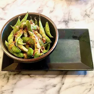 Spicy Garlic Edamame