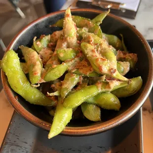 Spicy Garlic Edamame