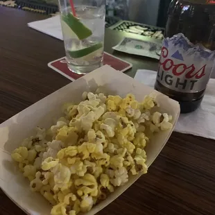 Free popcorn! And libations