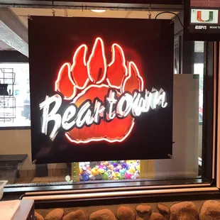 Neon sign in entryway