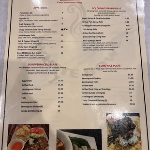 Menu front as of 3/2/23