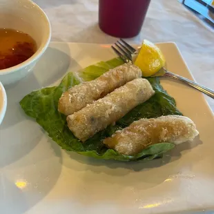 Crispy shrimp and crab spring rolls