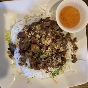 Grilled pork over vermicelli