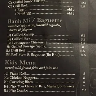 menu